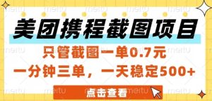 美团携程截图项目,只管截图一单0.7元,一分钟三单,一天稳定5张+【揭秘】-学习笔记资源库