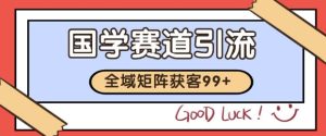 小红书某音国学赛道引流获客 自热矩阵日引200+【揭秘】-学习笔记资源库