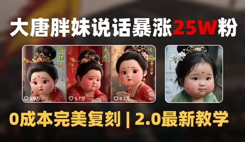 AI大唐胖贵妃说话2.0，40条视频暴涨40w粉，附独家变现攻略-学习笔记资源库