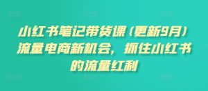 小红书笔记带货课(更新25年5月)流量电商新机会,抓住小红书的流量红利-学习笔记资源库