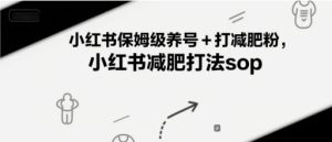 小红书保姆级养号+打减肥粉，小红书减肥打法sop-学习笔记资源库