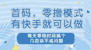 首码，零撸模式，有快手就可以做，每天零碎时间搞个几张不成问题【揭秘】-学习笔记资源库