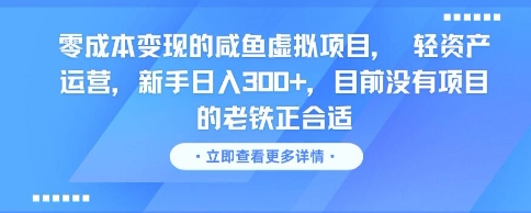 零成本变现的咸鱼虚拟项目， 轻资产运营，新手日入3张+，目前没有项目的老铁正合适-学习笔记资源库