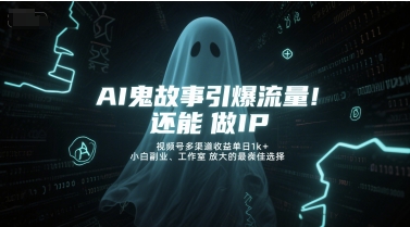 AI鬼故事引爆流量，还能做IP，视频号多渠道收益单日1k+，小白副业、工作室放大的最佳选择-学习笔记资源库