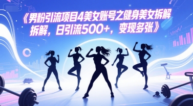 男粉引流项目4美女账号之健身美女拆解，日引流500+，变现多张-学习笔记资源库