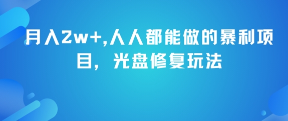 月入2w+，人人都能做的暴利项目，光盘修复玩法-学习笔记资源库