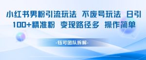小红书男粉引流玩法不废号玩法日引100男粉变现路径多操作简单-学习笔记资源库