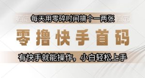 零撸快手首码,每天用零碎时间搞个一两张,有快手就能操作小白轻松上手【揭秘】-学习笔记资源库