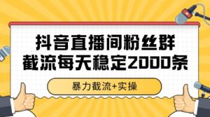 抖音直播间粉丝群暴力截流，一台电脑每天稳定2000条数据【揭秘】-学习笔记资源库