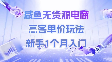 咸鱼无货源电商，高客单价玩法，新手1个月入门-学习笔记资源库