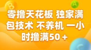 零撸天花板，独家满包技术，不用养机，一小时撸满50+，收益稳定【揭秘】-学习笔记资源库