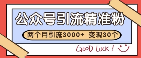 公众号精准粉引流玩法，2个月3000+精准粉，变现30个W【揭秘】-学习笔记资源库