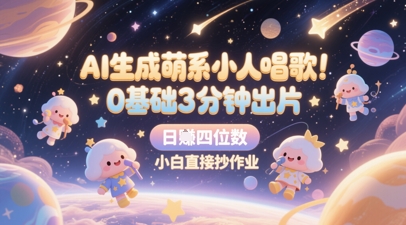 AI生成萌系小人唱歌，0基础3分钟出片，28个作品涨粉8.9W，单条最高19W赞，日入四位数，小白直接抄作业-学习笔记资源库
