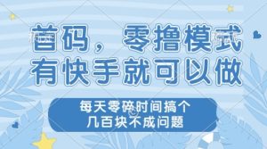 首码,零撸模式,有快手就可以做,每天零碎时间搞个几张不成问题【揭秘】-学习笔记资源库