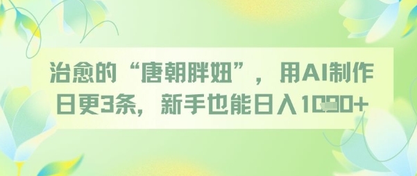治愈的“唐朝胖妞”，用AI制作日更3条，新手也能日入多张-学习笔记资源库