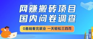 网创搬砖项目,国内问卷调查,小白轻松上手,一天三四张的也不难,干就完了【揭秘】-学习笔记资源库