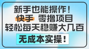 新手也能操作,快手零撸挣米,轻松每天挣2-5张,完全无成本-学习笔记资源库