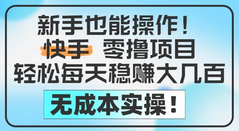 新手也能操作，快手零撸挣米，轻松每天挣2-5张，完全无成本-学习笔记资源库
