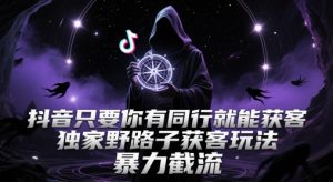 抖音只要你有同行就能获客,独家野路子获客玩法,暴力截流【揭秘】-学习笔记资源库