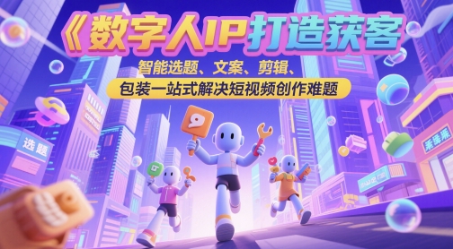 数字人IP打造获客变现实操课，智能选题、文案、剪辑、包装一站式解决短视频创作难题-学习笔记资源库