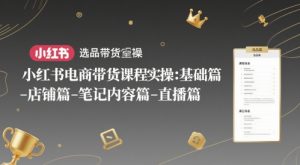 小红书电商带货课程实操:基础篇-选品篇-店铺篇-笔记内容篇-直播篇-学习笔记资源库