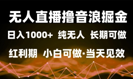 无人直播撸音浪掘金，日入1k+，纯无人红利期，小白可做，当天见效【揭秘】-学习笔记资源库