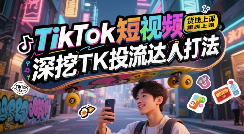 TikTok短视频带货线上课，深挖TK投流达人打法-学习笔记资源库