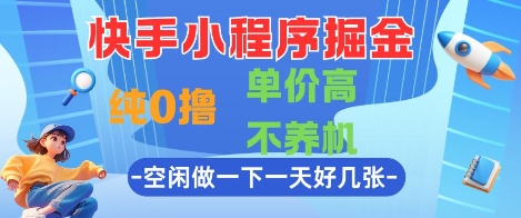 快手小程序掘金，纯0撸，单价高不养机 利用空闲时间做一做，一天好几张【揭秘】-学习笔记资源库