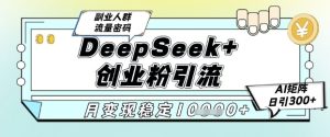 DeepSeek+创业粉精准引流,全新分享课4.0玩法,AI矩阵日引300+,多种变现方式,稳定月入1W-学习笔记资源库