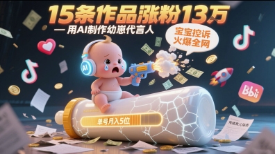 用AI制作幼崽代言人，宝宝的控诉火爆全网，15条作品涨粉13W，单号月入5位数实操教程-学习笔记资源库
