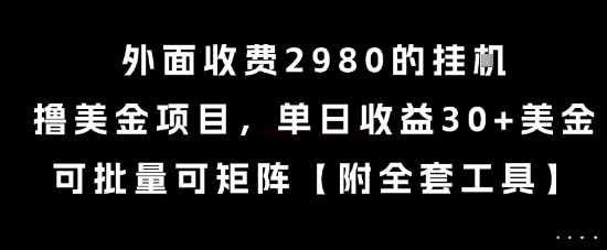 外面收费2980的挂G撸美金项目，单日收益30+美金，可批量可矩阵【揭秘】-学习笔记资源库