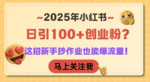 2025年小红书日引100+创业粉?这招新手抄作业也能爆流量!-学习笔记资源库