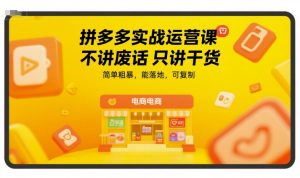 拼多多实战运营课，不讲废话只讲干货，简单粗暴，能落地，可复制-学习笔记资源库
