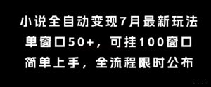 小说全自动变现7月玩法，单窗口50+，可挂100窗口，简单上手，全流程限时公布【揭秘】-学习笔记资源库