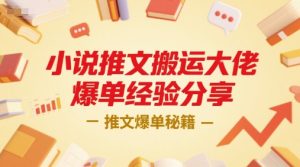 小说推文搬运大佬爆单经验分享，推文爆单秘籍-学习笔记资源库