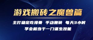 游戏搬砖之魔兽篇，稳定吃排骨每天3小时【揭秘】-学习笔记资源库
