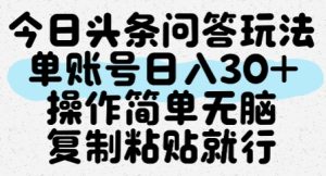 今日头条问答玩法，单账号日入30+，操作简单无脑复制粘贴就行-学习笔记资源库