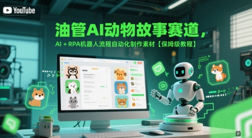 油管AI动物故事赛道，AI+RPA机器人流程自动化制作素材【保姆级教程】-学习笔记资源库