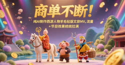 商单不断！纯AI制作西游人物羊毛毡版文旅MV，流量+节目效果统统拉满-学习笔记资源库