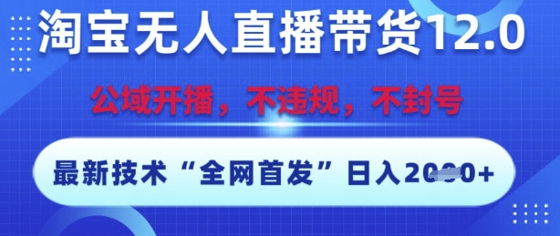 淘宝无人直播带货12.0，最新技术，不封号，不违规，操作简单，开播爆单，日入多张【揭秘】-学习笔记资源库