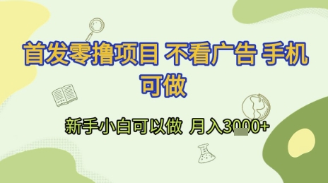 首发零撸项目 不看广告 手机可做 新手小白可以做  月入3k+【揭秘】-学习笔记资源库