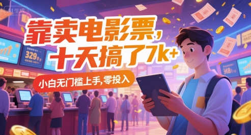 靠卖电影票，十天搞了7k+，小白无门槛上手，零投入【揭秘】-学习笔记资源库
