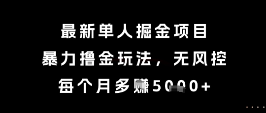 最新单人掘金项目，暴力撸金玩法，无风控，每个月多挣5k+【揭秘】-学习笔记资源库
