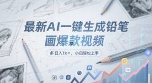 最新AI一键生成铅笔画爆款视频,多平台分发,日 入1k+,小白轻松上手【揭秘】-学习笔记资源库