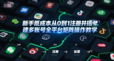 新手低成本从0到1注册并搭建多账号全平台矩阵操作教学，手机号-邮箱-IP-工具-学习笔记资源库