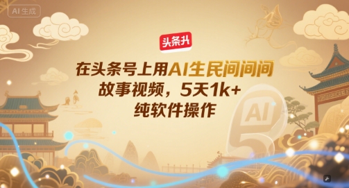 在头条号上用AI生民间故事视频，5天1k+，纯软件操作-学习笔记资源库