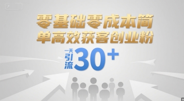 零基础零成本简单高效获客创业粉，一天引流30+-学习笔记资源库