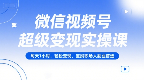 微信视频号超级变现实操课，每天1小时，轻松变现，宝妈职场人副业首选-学习笔记资源库