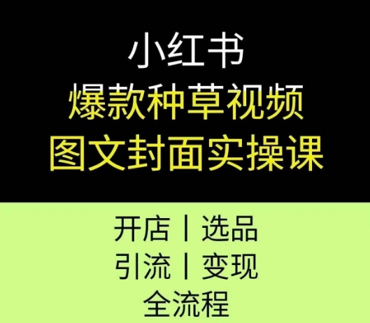 小红书爆款种草视频图文封面实操课，开店、选品、引流、变现全流程-学习笔记资源库