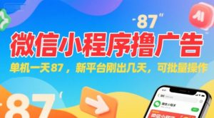 微信小程序看广告,单机一天87,新平台刚出几天,可批量操作,日入5张-学习笔记资源库